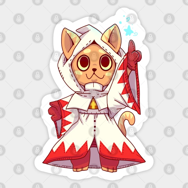 White mage Fantasy Cat Sticker by TechraNova